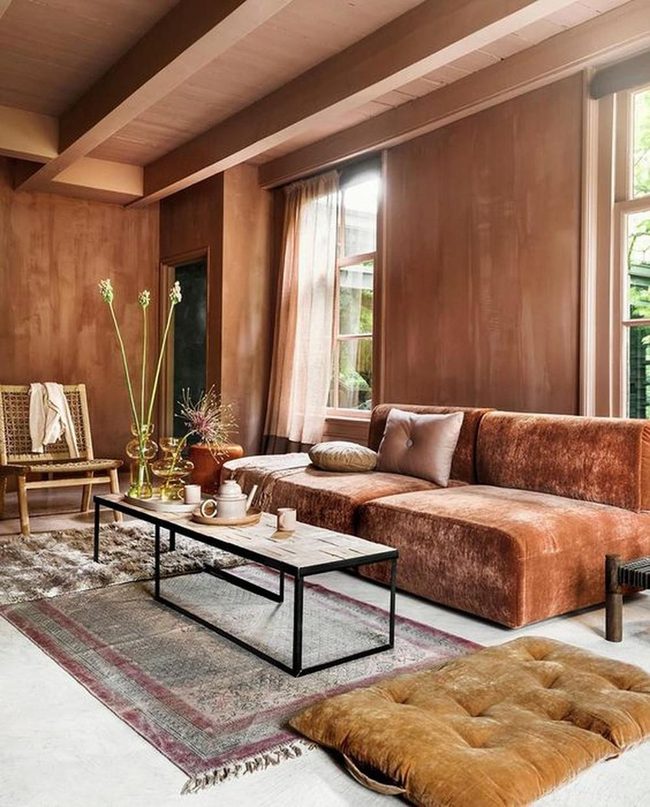 Rust Sofa, Wooden Warmth