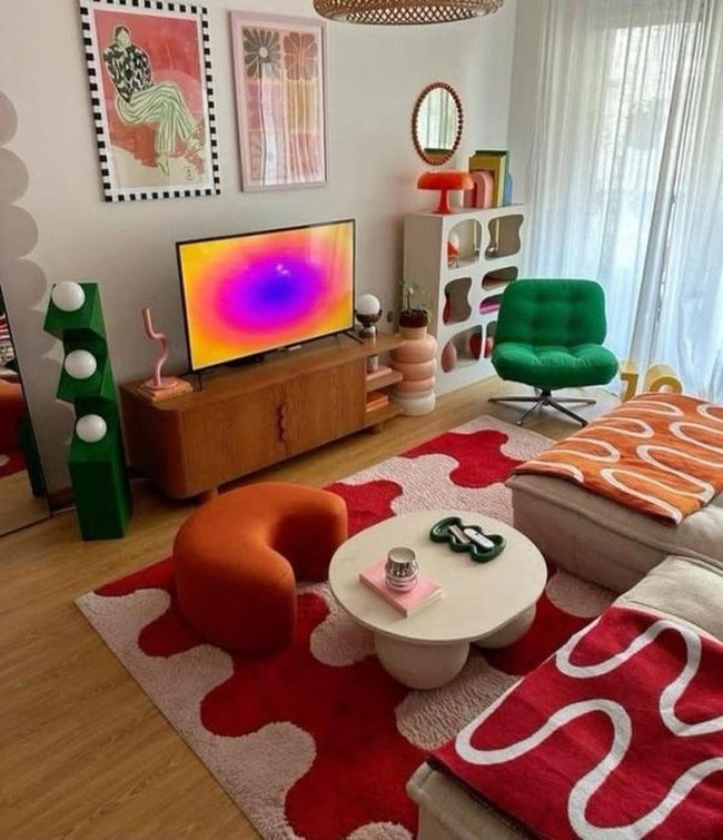 Orange And Green Pop Living Room