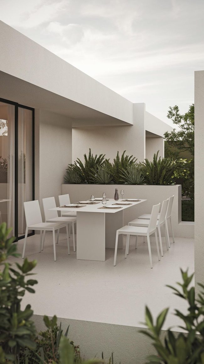 Minimal White Patio Dining
