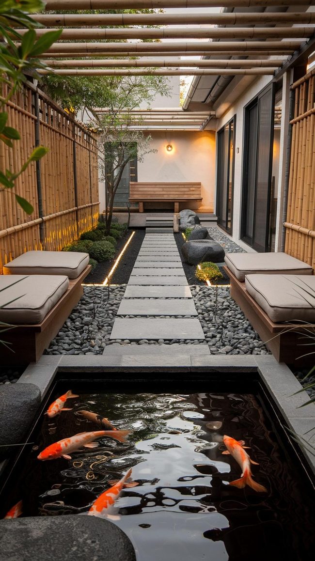 Koi Pond Stone Exterior Retreat