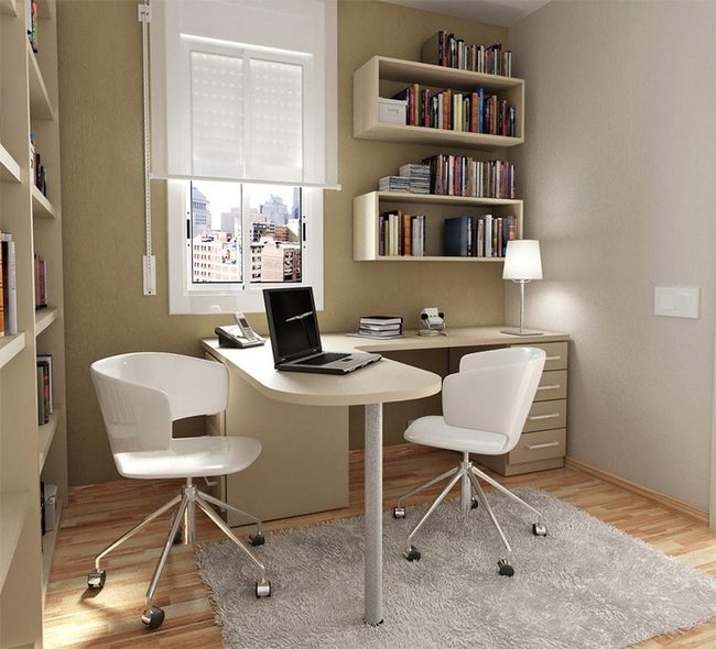 White Chairs, Beige Workspace