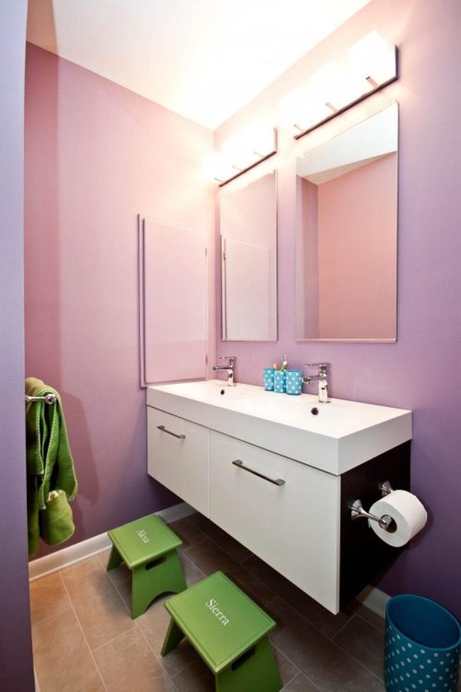 Purple Bathroom Blue Polka Dots