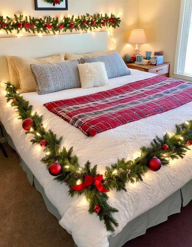 Garland Lights Wrapped Bedframe