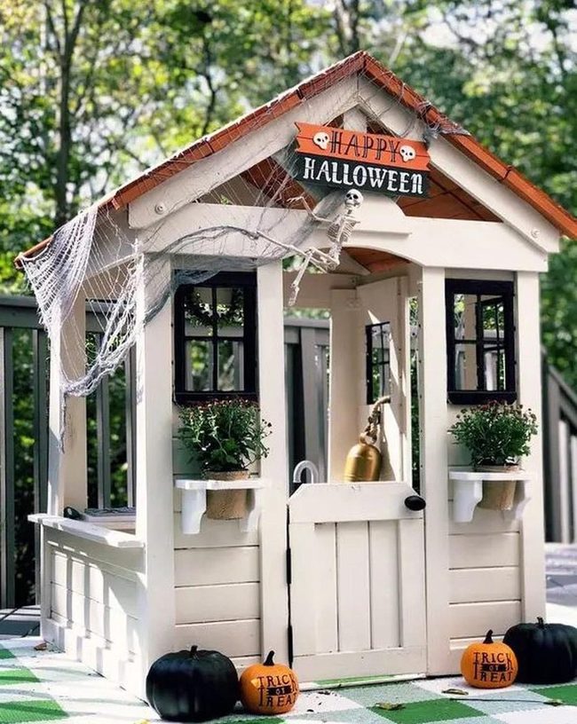 Black Frames, White Wood Playhouse