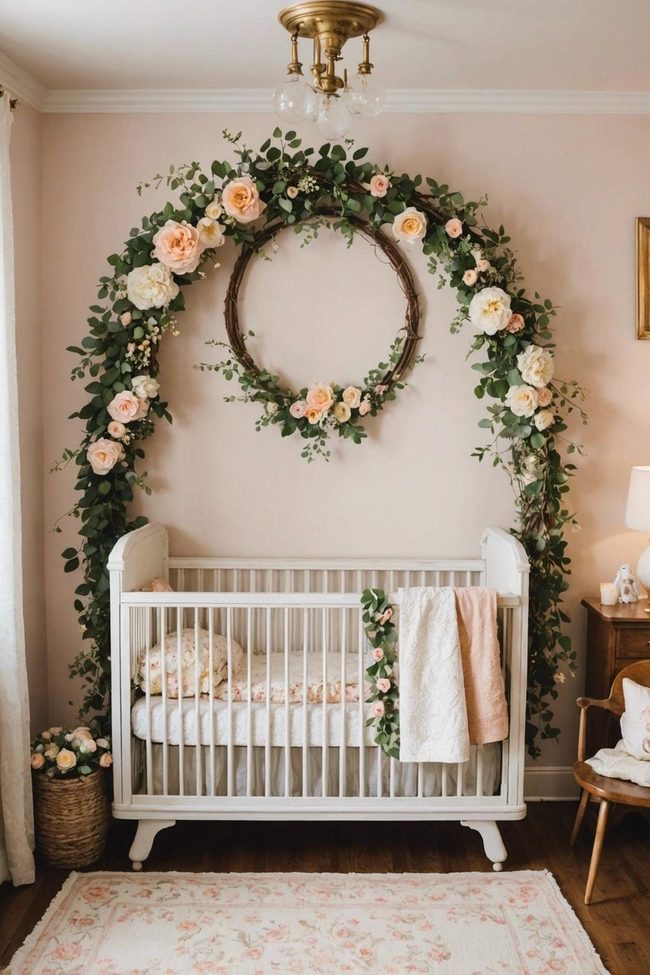 Vintage Flowers Nursery Wall