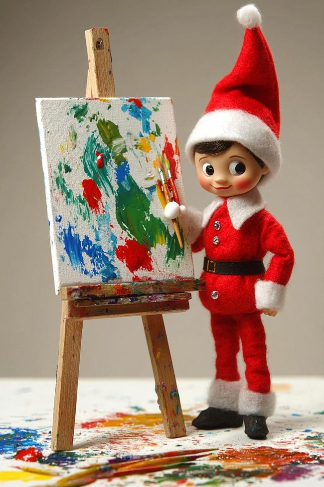 Elf Artist Studio Paint Splatters