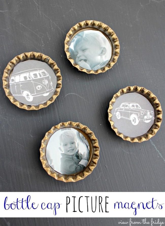 Vintage Bottle Cap Photo Magnets