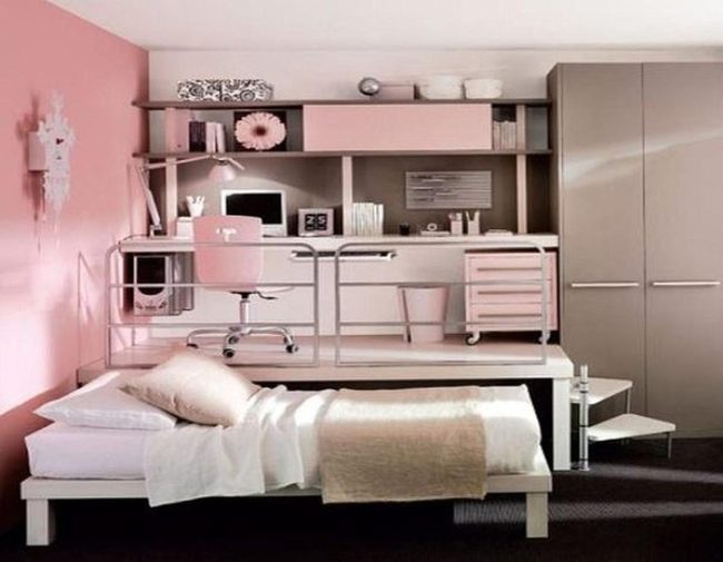 Pink Minimalist Work-Sleep Space