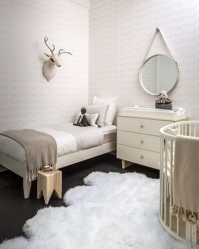 Cream And Gray Striped Nursery