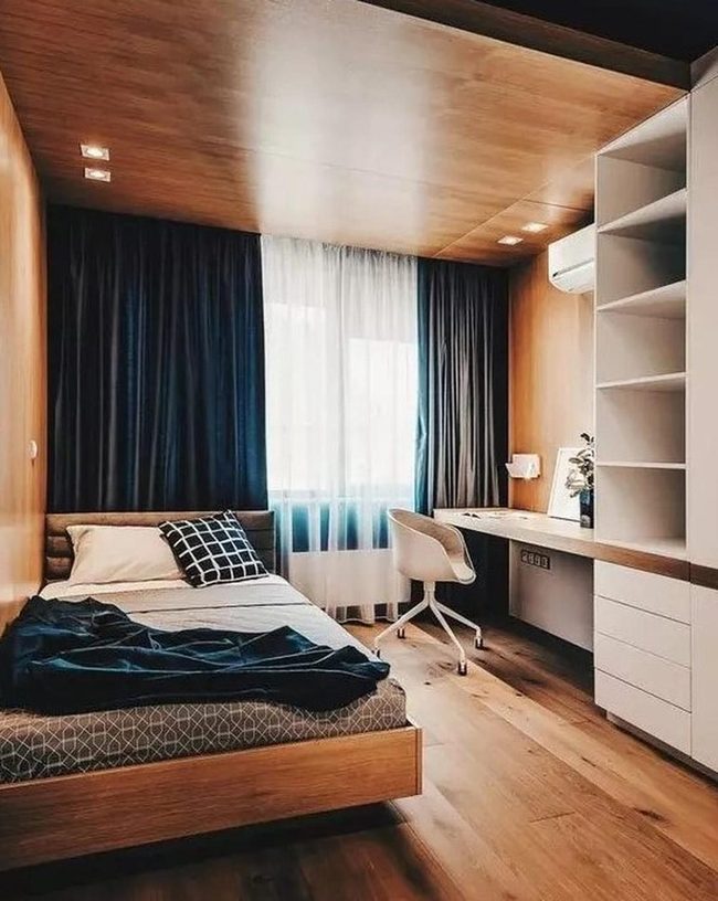 Wooden Minimalism Gray Bedroom
