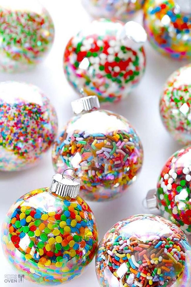 Colorful Sprinkles In Glass Ornaments
