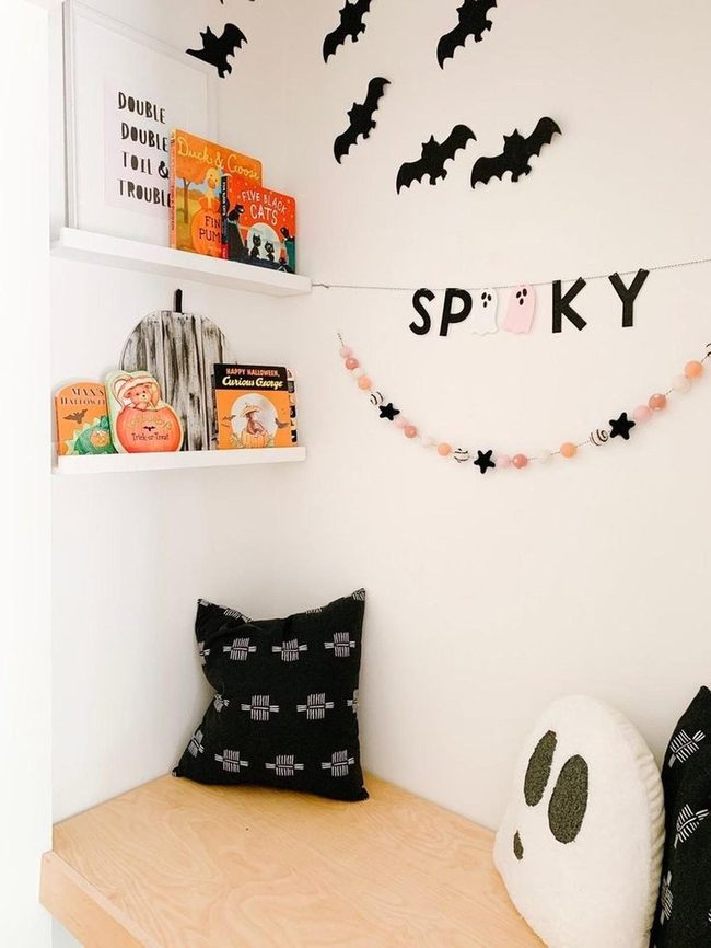 Black Bats White Walls Halloween