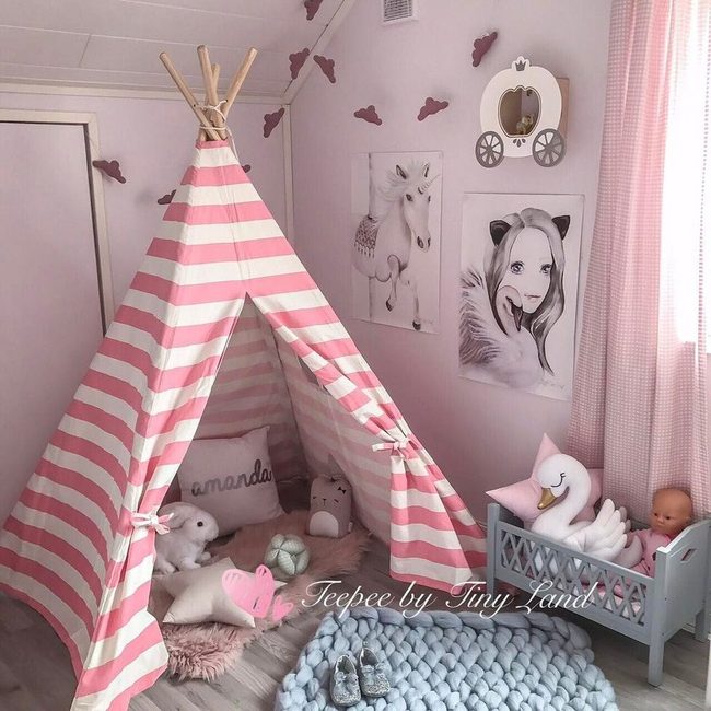 Pastel Striped Hideaway Tent