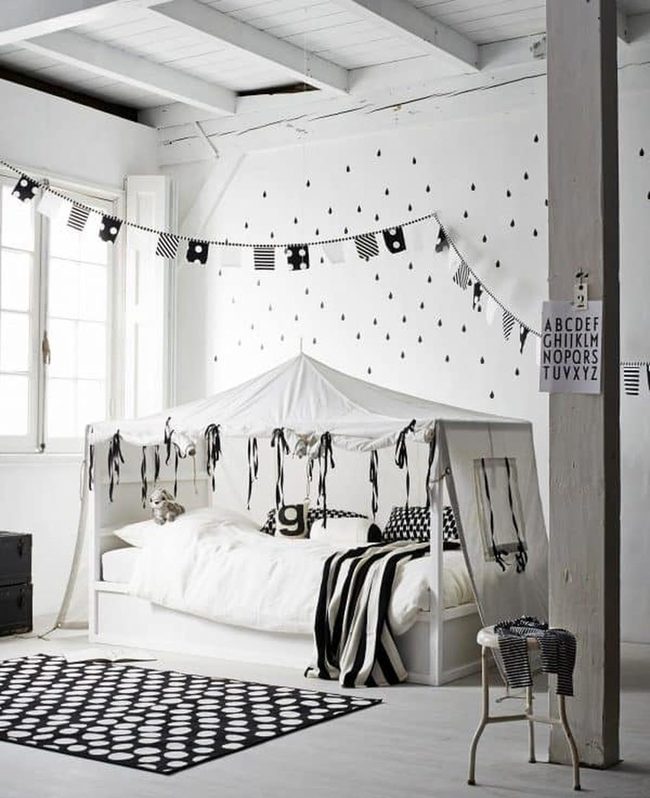 Black And White Loft Bed Tent