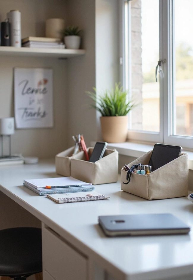 Neutral Grain Desk Compartment System