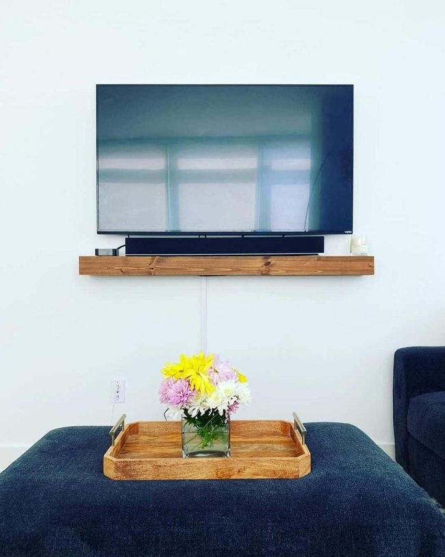 Floating Wood And Modern Blue-White Contrast