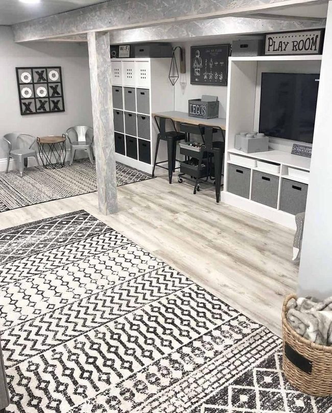 Gray Storage and Study Zone