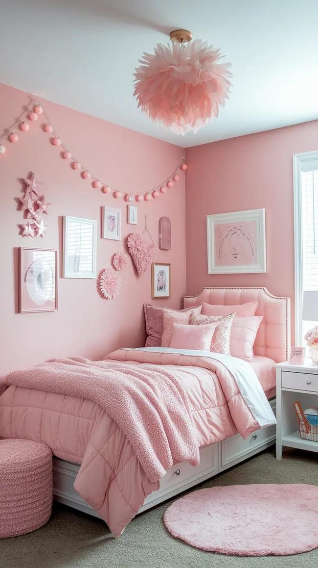 Pink Layered Dorm Room Sanctuary
