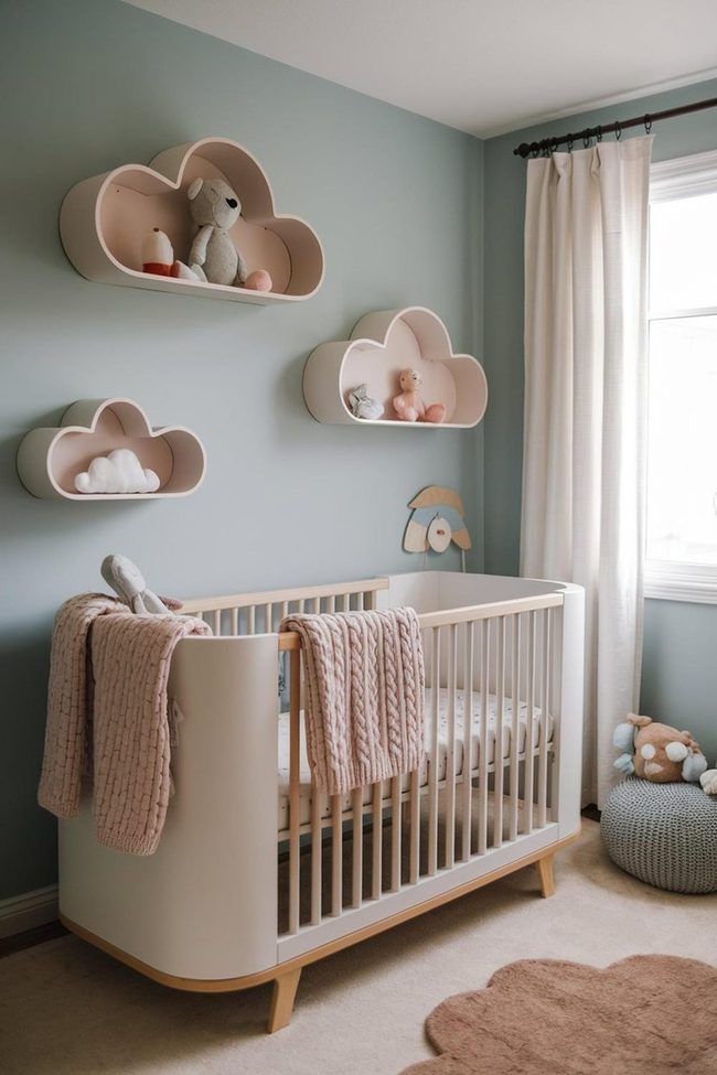 Pastel Blue Clouds and Pink Touches