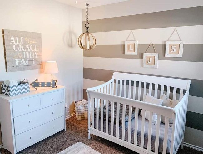 Striped Walls, Wooden Initials