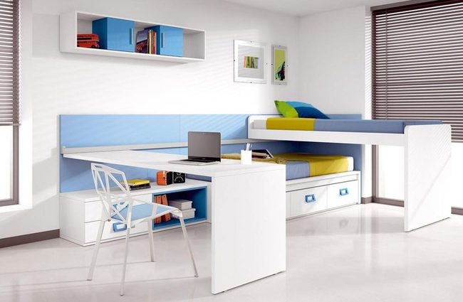 Blue And Yellow Study Nook