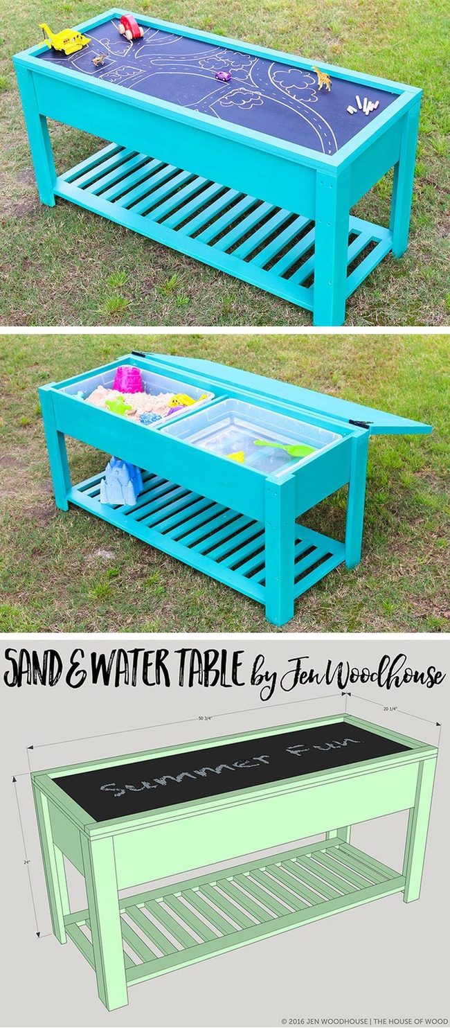 Blue Wooden Water And Sand Table