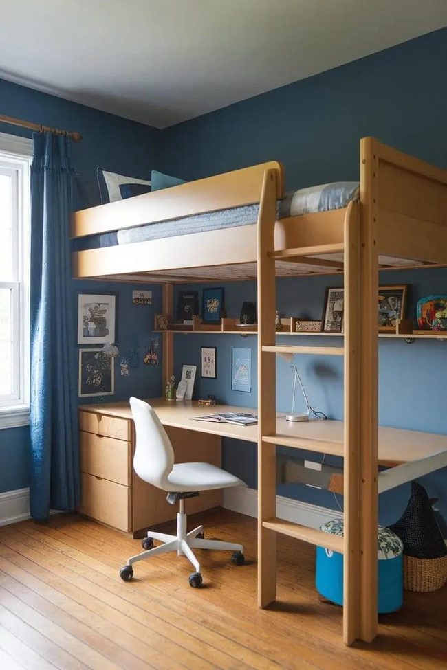 Loft Bed Doubles Workspace Below