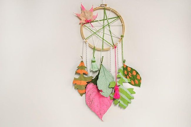 Painted Leaf Hoop Mobile