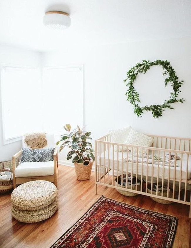 Warm Wood Nursery With Green