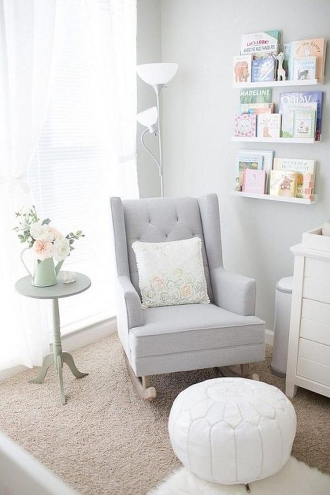 Gray Rocker Reading Corner