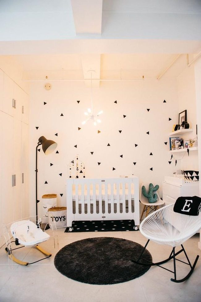 Black Triangles, White Walls, Modern Nursery