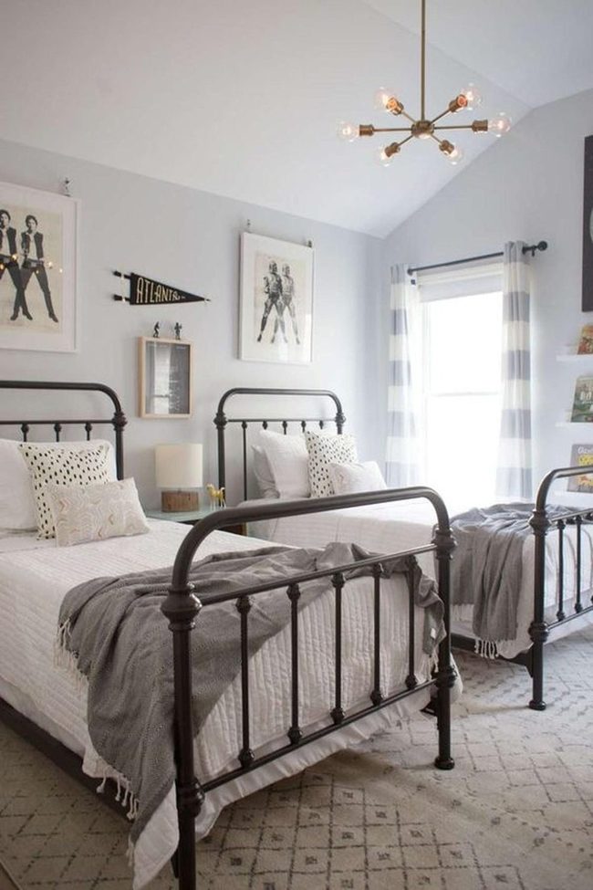Pale Blue Meets Modern Chandelier