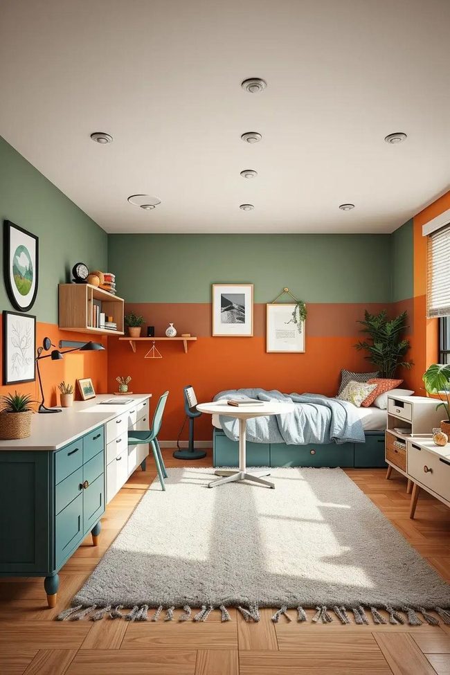 Sage and Terracotta Room Dividing