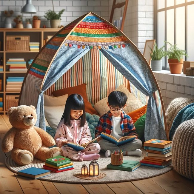 White Canvas Kids Hideaway Tent