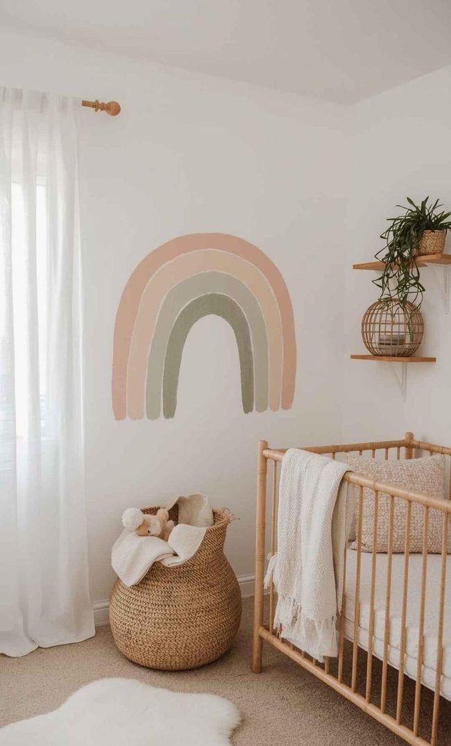 Pastel Rainbow Wall For Nurseries