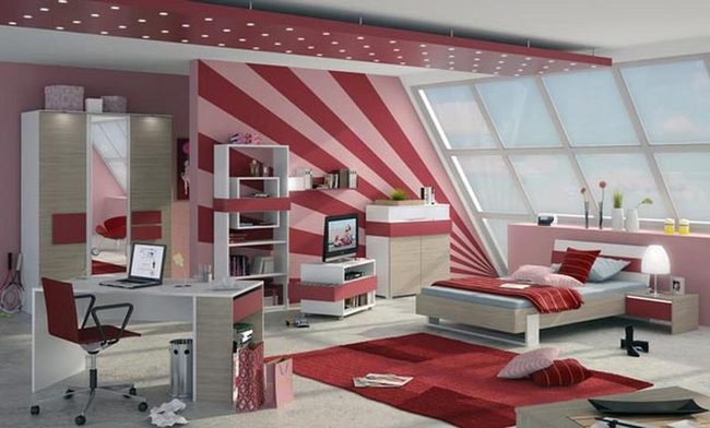 Hot Pink Striped Teen Workspace