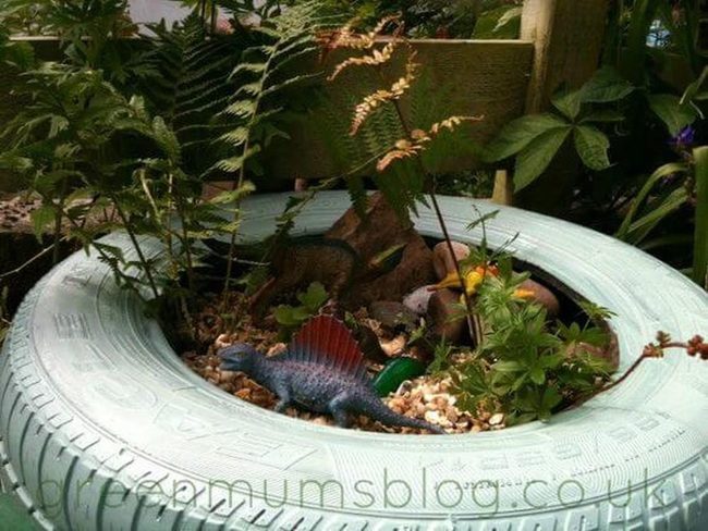 Recycled Tire Dinosaur Dig