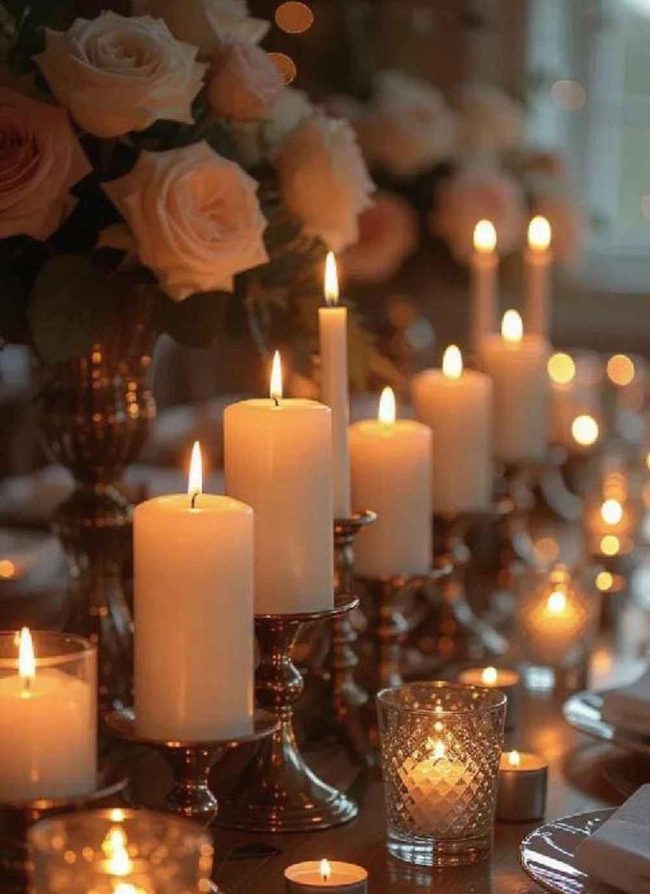 Understated Candlelight Baby Shower Centerpieces