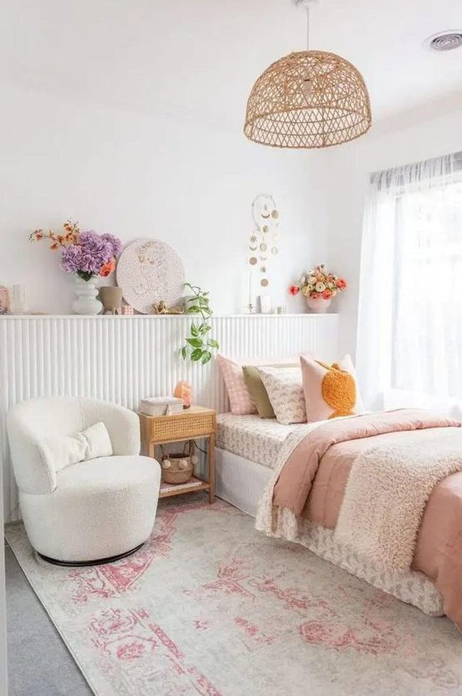White Bedroom, Wicker Warmth, Blooms