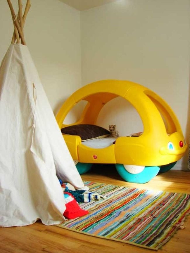 Yellow Car Bed Kids' Room