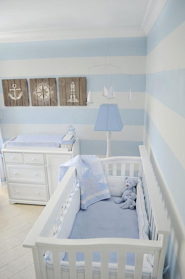 Baby Blue Striped Sailboat Nursery