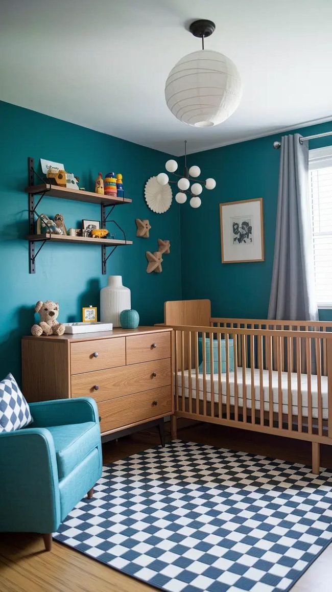 Mustard Walls, Walnut Furniture, Vintage Accents