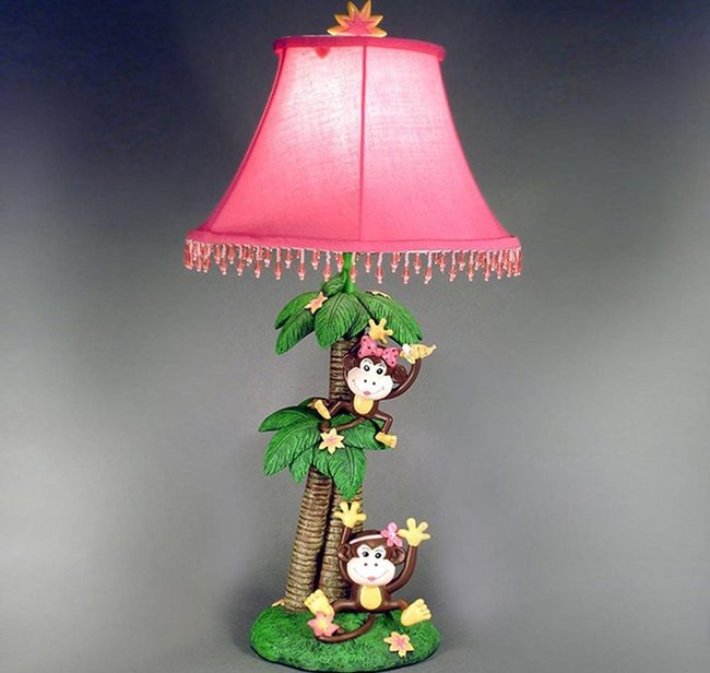 Pink Ribbon Monkey Lamp