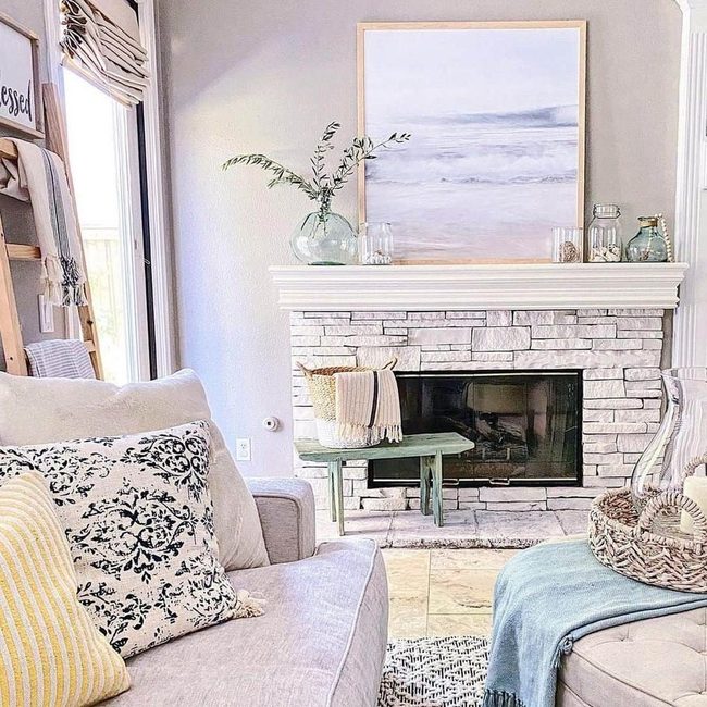 Stone Fireplace With Layered Textures