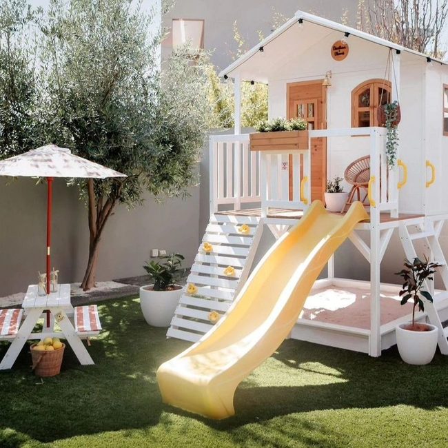 Bright Yellow Slide Playhouse