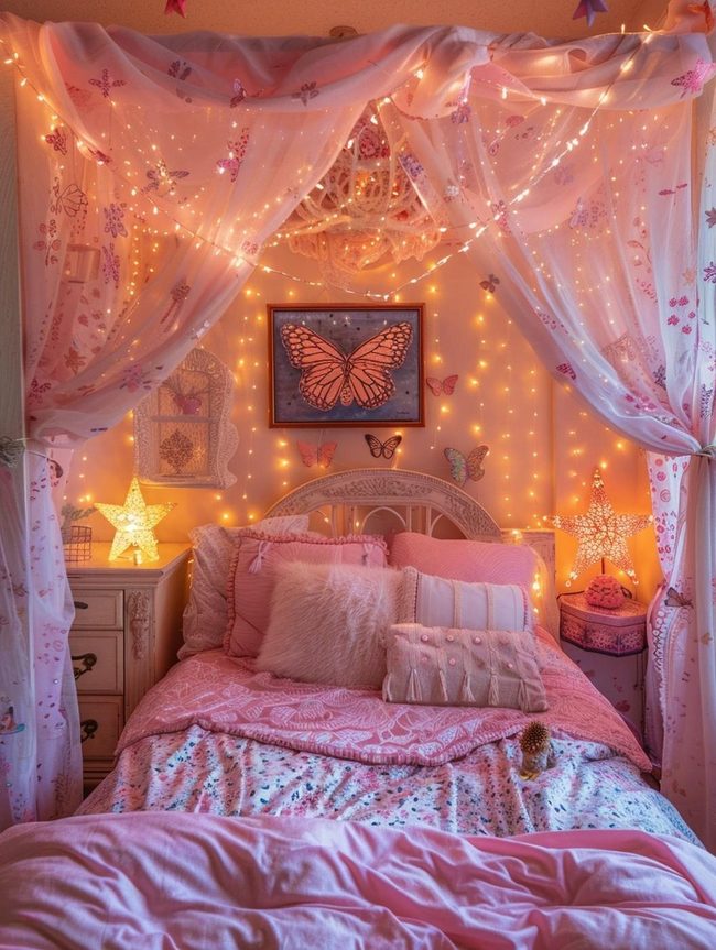 Pastel Canopy with Fairy Lights