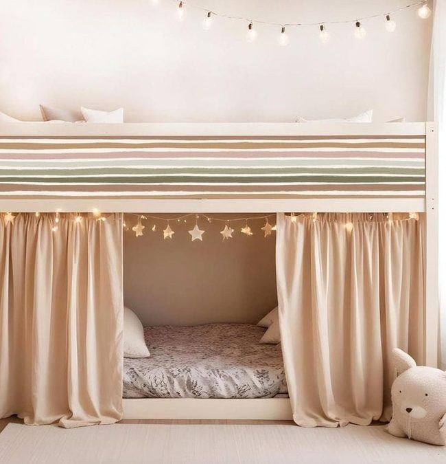 Wooden Kura Bed Boho Den With String Lights