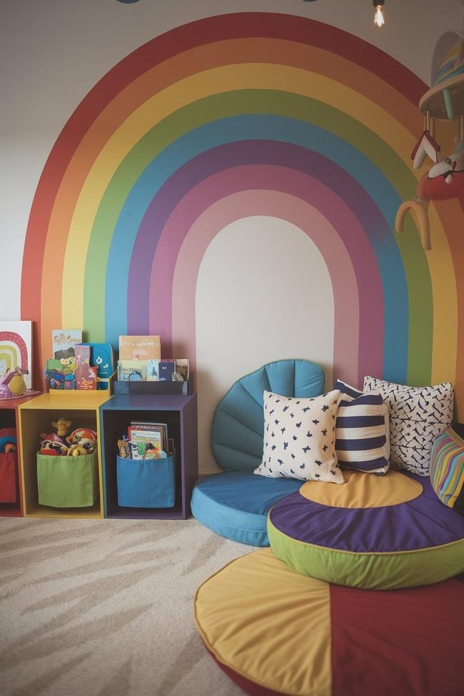Rainbow Wall Children'S Reading Corner