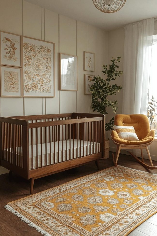 Mid-Century Wooden Nursery Space