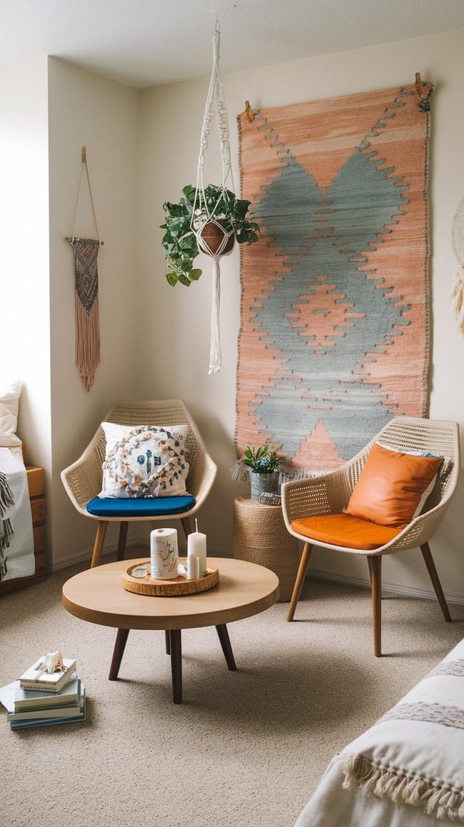 Stacked Jute And Vintage Rugs
